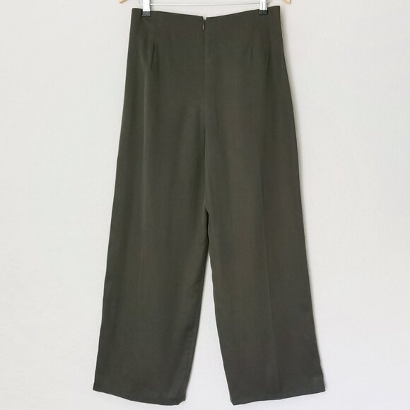 Banana Republic Tencel Pleated Pant Wide Leg Size 6 Steel Olive Green High Waist - Picture 6 of 15